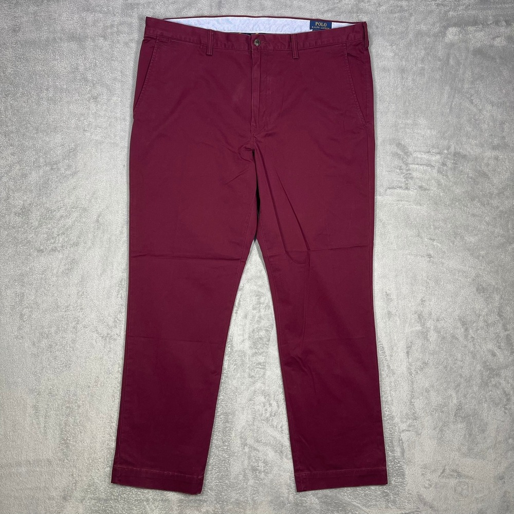 Polo Ralph Lauren Chino Pants Mens 40/32(41x31) Burgundy Stretch Straight Fit